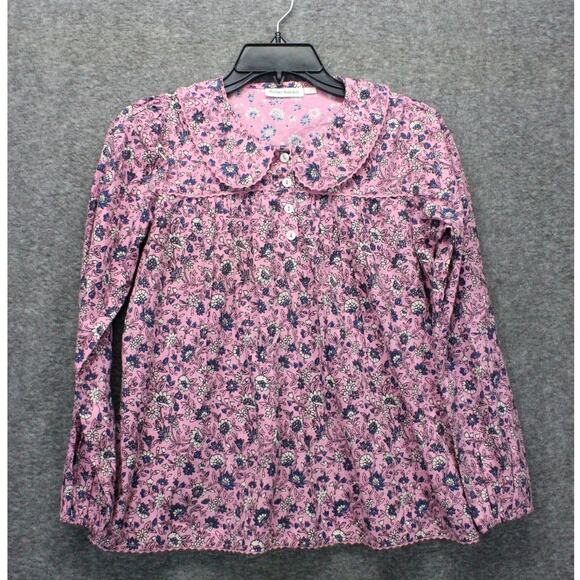 Roller Rabbit Top Girls Size 12 Pink Floral Collar Long Sleeves - Picture 1 of 6